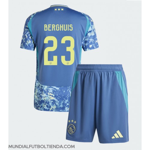 Camiseta Ajax Steven Berghuis #23 Segunda Equipación Replica 2024-25 para niños mangas cortas (+ Pantalones cortos)